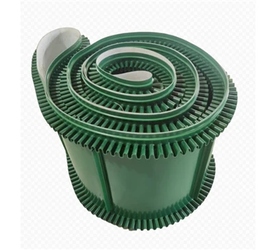 Bandă transportoare cu placă de oprire din PVC verde